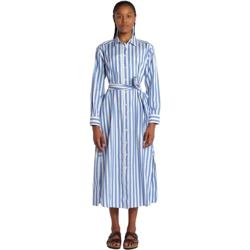 Blue Striped Chemisier Dress Falasco , female, Sizes: 2XS, L - Max Mara - Modalova