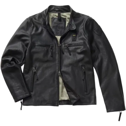 Goat Leather Biker Jacket , male, Sizes: M, S, XL, L - Blauer - Modalova