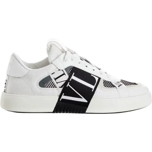 Weiße Leder Vl7N Sneaker mit Schwarzem Logo-Band - Valentino - Modalova