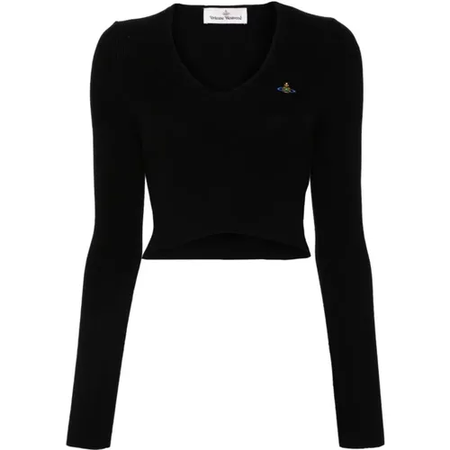 Ribbed Knit V-Neck Sweater , female, Sizes: L, XS, S, M - Vivienne Westwood - Modalova