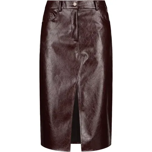Midi Skirts, female, , Size: L Faux Leather Longuette Skirt - Bordeaux - Liu Jo - Modalova