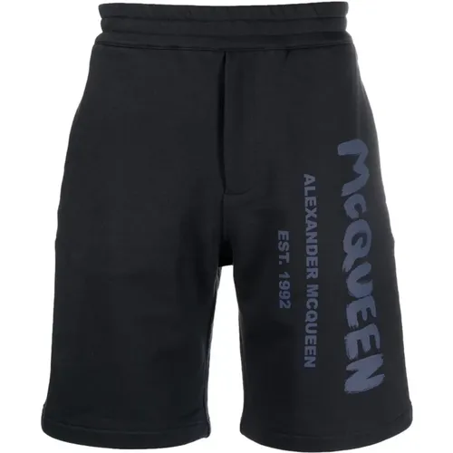 Blaue Graffiti Bermuda Shorts , Herren, Größe: XL - alexander mcqueen - Modalova