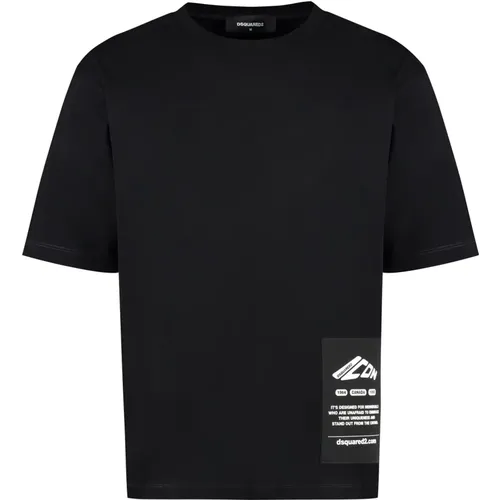 Baumwoll-Crew-Neck T-Shirt Loose Fit , Herren, Größe: XL - Dsquared2 - Modalova