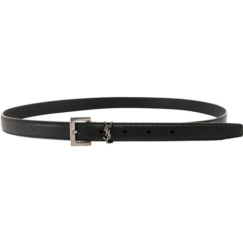Adjustable Belt with Metal Monogram , male, Sizes: 105 CM - Saint Laurent - Modalova