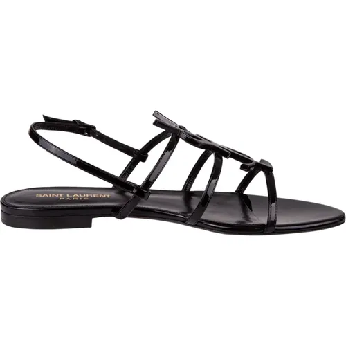 Cassandra Flat Sandals , female, Sizes: 3 UK - Saint Laurent - Modalova