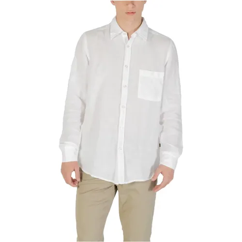 Casual Shirts, male, , Size: XL Elegant Linen Long-Sleeve Shirt - HUGO - Modalova