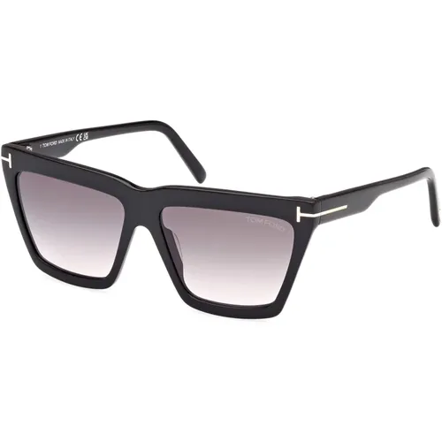 Geometrische Schwarze Sonnenbrille , Herren, Größe: 56 MM - Tom Ford - Modalova