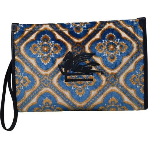 Pouch grande in velluto jacquard , female, Sizes: ONE SIZE - ETRO - Modalova