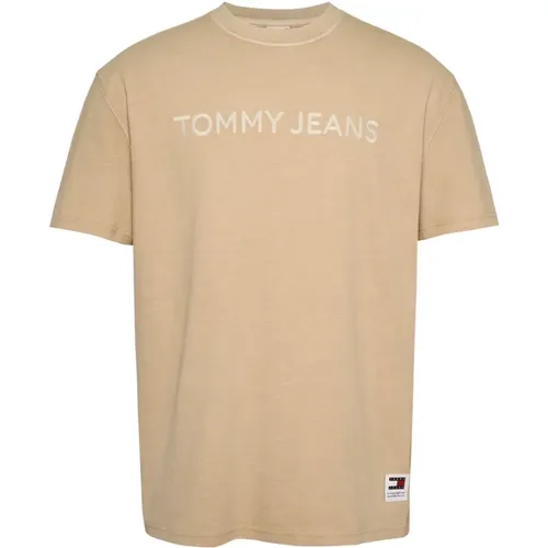 Gelbes Logo Baumwoll-T-Shirt , Herren, Größe: L - Tommy Jeans - Modalova