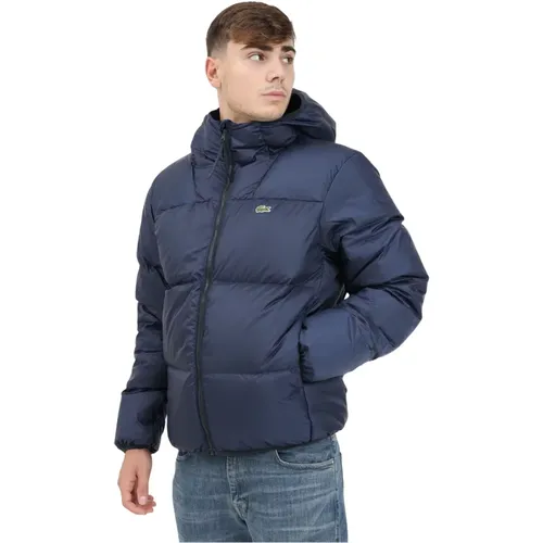 Blaue Daunenjacke mit Krokodilstickerei , Herren, Größe: 3XL - Lacoste - Modalova