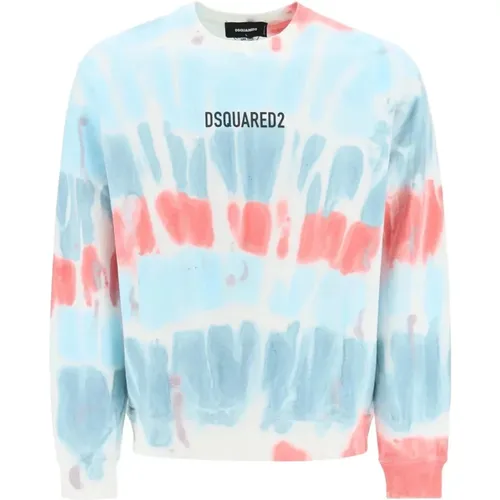 Sweatshirts, male, , Size: M Logo Print Tie-Dye Sweatshirt - Dsquared2 - Modalova