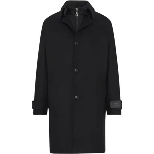 Schwarzer gesteppter Mantel mit Trenchkragen und Taschen , Herren, Größe: XL - drykorn - Modalova