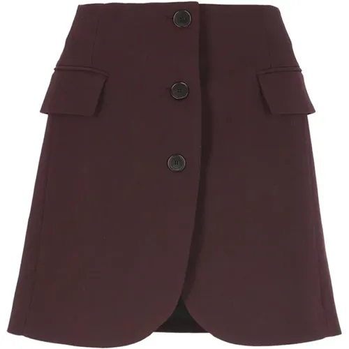 Bordeaux Wool Skirt with Front Buttons , female, Sizes: XS - Lanvin - Modalova