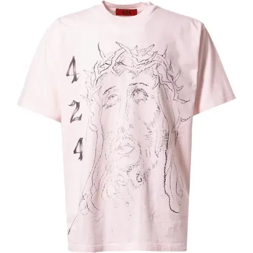 Jesus Pink Loose T-Shirt 424 - 424 - Modalova