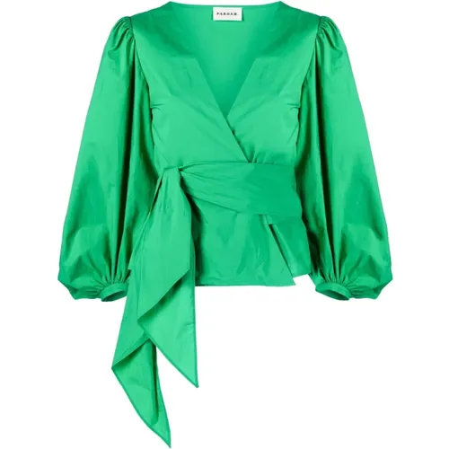 Grüne V-Ausschnitt Bluse , Damen, Größe: XS - P.a.r.o.s.h. - Modalova