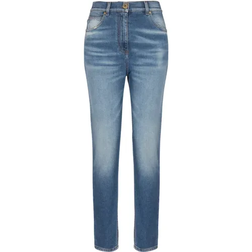 Slim-fit Denim-Jeans mit goldenen Details,Slim-fit denim jeans - Balmain - Modalova