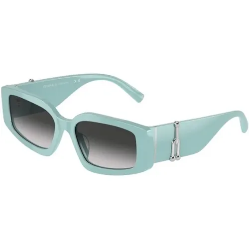 Blaue Rahmen Graue Verlaufslinse Sonnenbrille , Damen, Größe: 54 MM - Tiffany - Modalova