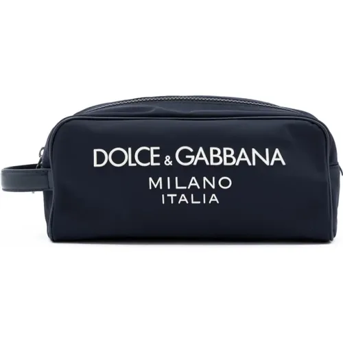 Toilet Bags, male, , Size: ONE SIZE Nylon logo front pouch - Dolce & Gabbana - Modalova