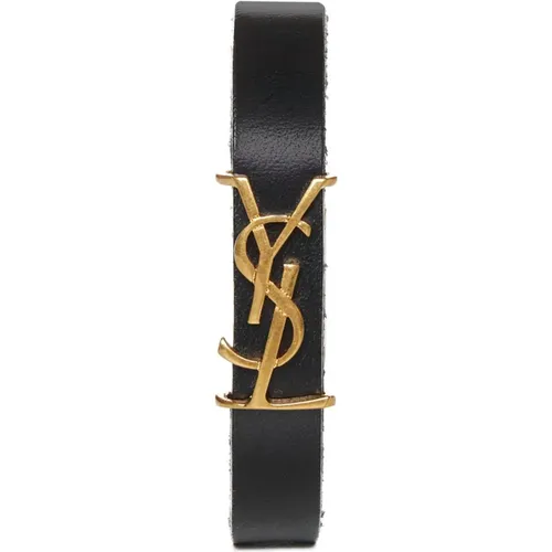 YSL Charm Leather Bracelet , male, Sizes: L, M, XL - Saint Laurent - Modalova