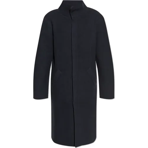 Single-Breasted Coats, male, , Size: 2XL Coat with stand-up collar - Emporio Armani - Modalova