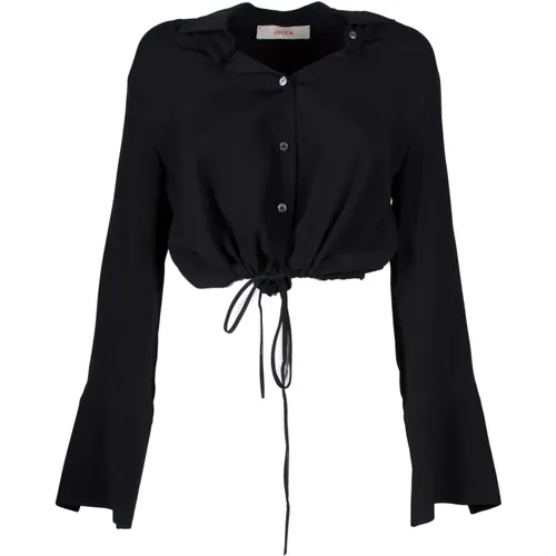 Silk Cropped Drawstring Shirt , female, Sizes: S, XS, M - Jucca - Modalova