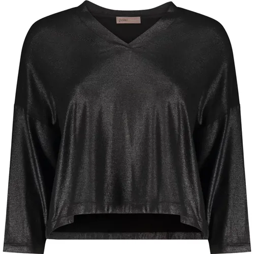 Long Sleeve Tops, female, , Size: S V-neck Viscose Top - Herno - Modalova
