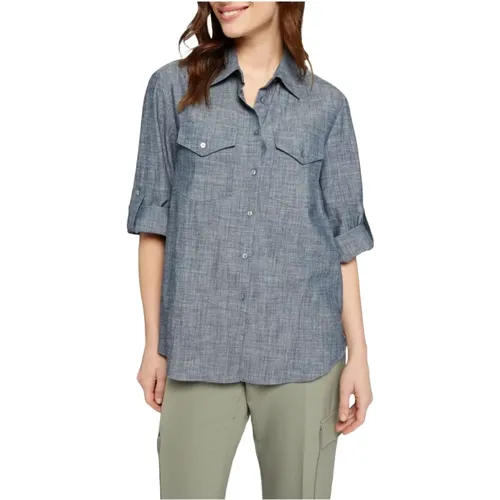 Blaue Denim Bluse Chic Stil , Damen, Größe: 4XL - Elena Mirò - Modalova