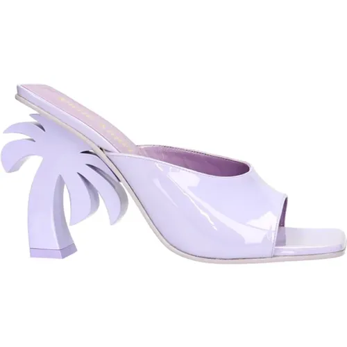 Heeled Mules, female, , Size: 6 US Lilac Patent Leather Heeled Mules - Palm Angels - Modalova