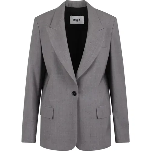 Applique Blazer with Logo Detail , female, Sizes: S - Msgm - Modalova