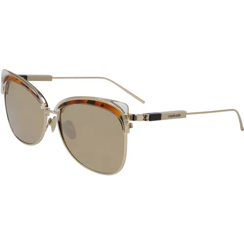 Golden Mirror Sunglasses Ck19701S-743 , female, Sizes: 59 MM - Calvin Klein - Modalova