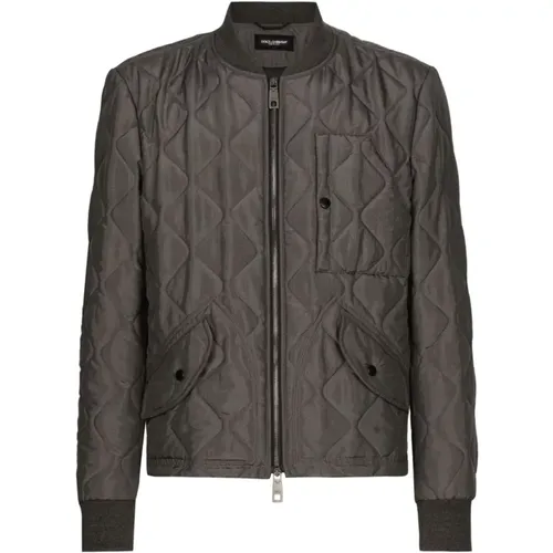 Light Jackets, male, , Size: L Quilted Green Coat - Dolce & Gabbana - Modalova