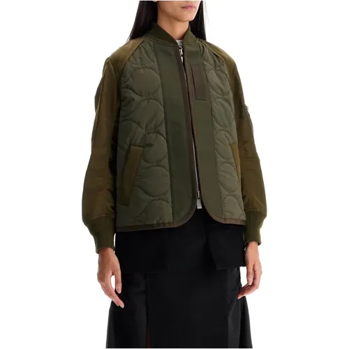 Hybrid Nylon Ripstop Bomber Jacket , female, Sizes: M, S - Sacai - Modalova