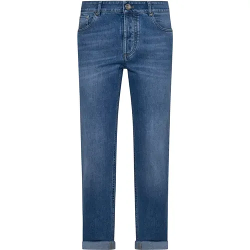 Indigo Slim Cut Jeans , Herren, Größe: S - BRUNELLO CUCINELLI - Modalova