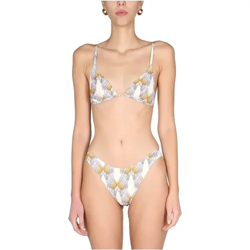 Triangle Bikini With Abstract Print , female, Sizes: M - TORY BURCH - Modalova