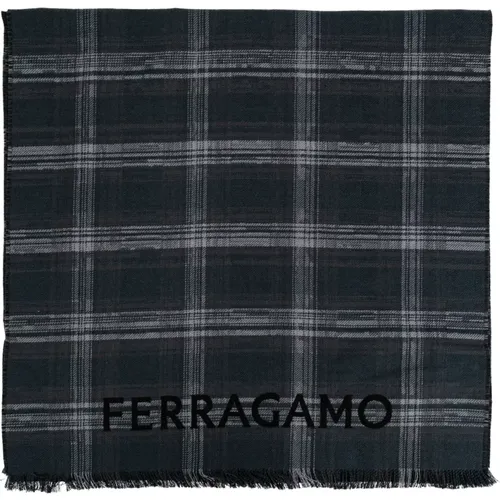 Scarves, male, , Size: ONE SIZE Wool scarf - Salvatore Ferragamo - Modalova