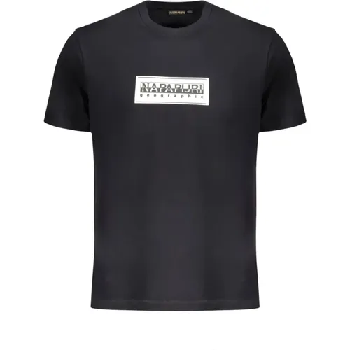 Kurzarm-Baumwoll-T-Shirt mit Logo-Print , Herren, Größe: 2XL - Napapijri - Modalova