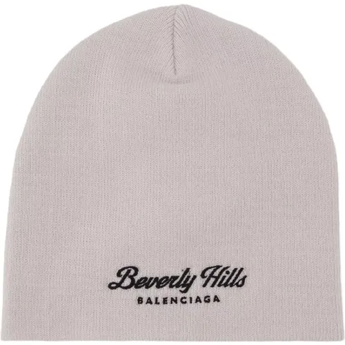 Beanies, unisex, , Size: S White Wool Beanie Hat - Balenciaga - Modalova