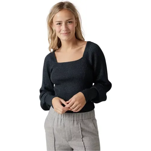 Elegant Knit Top with Open Neck , female, Sizes: XL - Second Female - Modalova