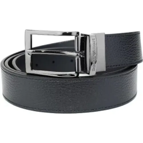 Belts, male, , Size: ONE SIZE Palmellato Leather Printed Reversible Belt - Emporio Armani - Modalova
