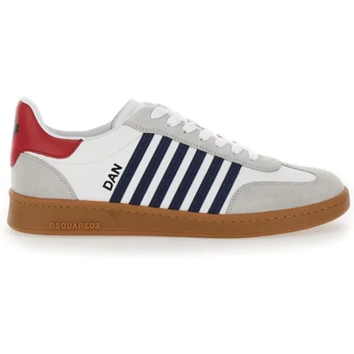 Multicolour Sneakers Vitello+Crosta Bianco+Blu+Rosso , male, Sizes: 6 UK, 9 UK, 8 UK, 8 1/2 UK, 7 UK, 7 1/2 UK, 10 UK, 9 1/2 UK - Dsquared2 - Modalova