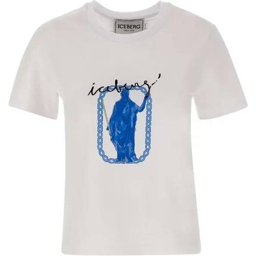 Womens Roma Print Cotton T-Shirt , female, Sizes: XL, S, L, M - Iceberg - Modalova