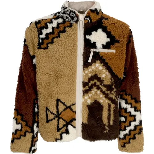 Faux Fur & Shearling Jackets, male, , Size: XL Moroccan Rug Sherpa Jacket Brown Multi - Obey - Modalova