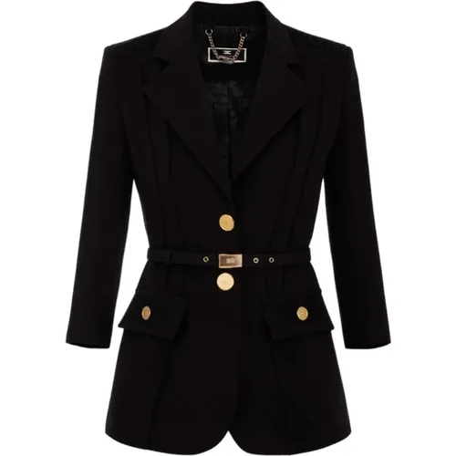 Lace Panel Jacket , female, Sizes: S - Elisabetta Franchi - Modalova