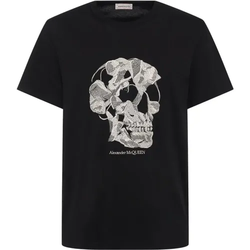 T-Shirts, male, , Size: M Skull Print Cotton T-Shirt in - alexander mcqueen - Modalova