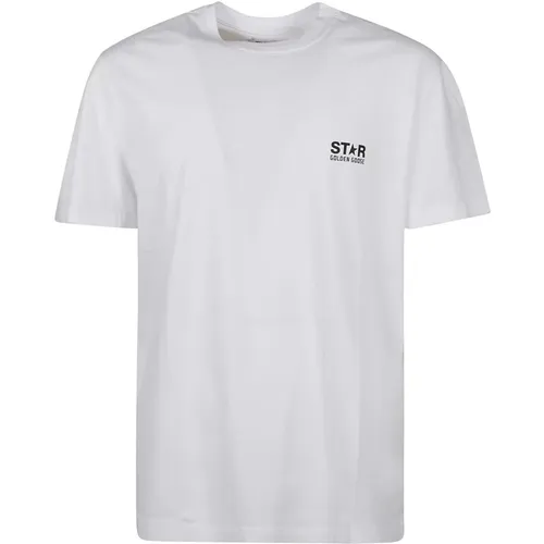 Schwarzes Rundhals-T-Shirt mit Sternendetail , Herren, Größe: M - Golden Goose - Modalova