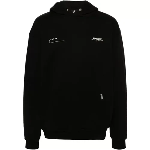 Schwarzer Kapuzenpullover mit Logo-Druck , Herren, Größe: L - REPRESENT - Modalova