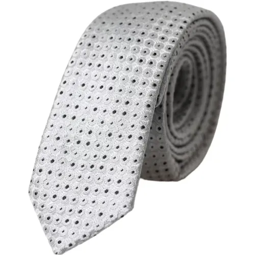 Ties, male, , Size: ONE SIZE Polka Dot Silk Tie Light Grey - Dolce & Gabbana - Modalova