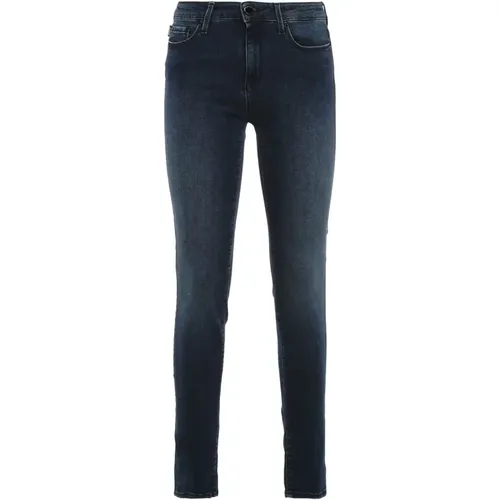 Blaue Slim Fit Jeans mit Ausbleichung , Damen, Größe: W30 - Love Moschino - Modalova