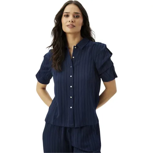 Linda Shirt Navy Bluse Kurzarm - IN FRONT - Modalova