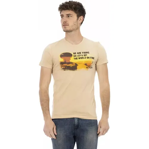 Baumwoll T-Shirt mit Frontdruck , Herren, Größe: XL - Trussardi - Modalova